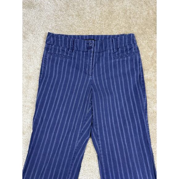 New York & Company Blue Stripe Capris Sz 10 Flap Pocket Straight Leg Cotton B139 - Picture 2 of 12